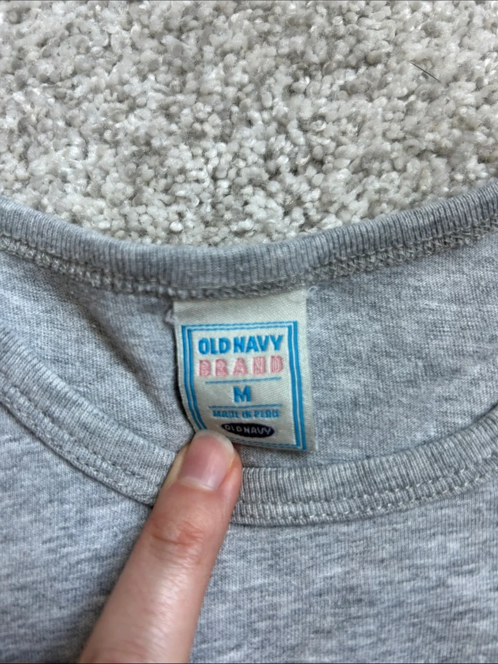 Old Navy Gray Tee with Pink Floral Embroidery
